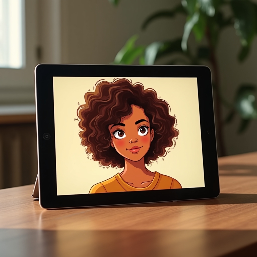 Ilustrație digitală de portret realizată de o cursantă în cadrul platformei